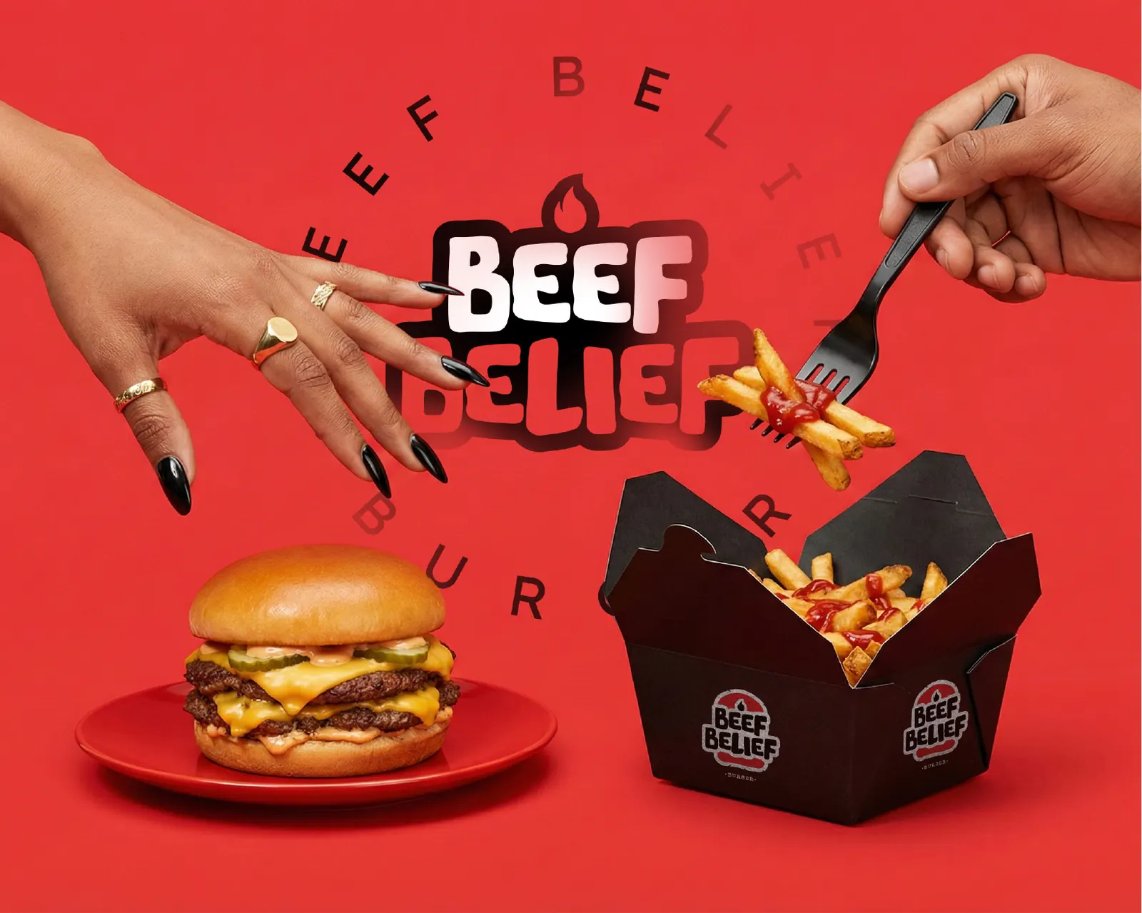 Beef Belief Burger: Brand identity & packaging
